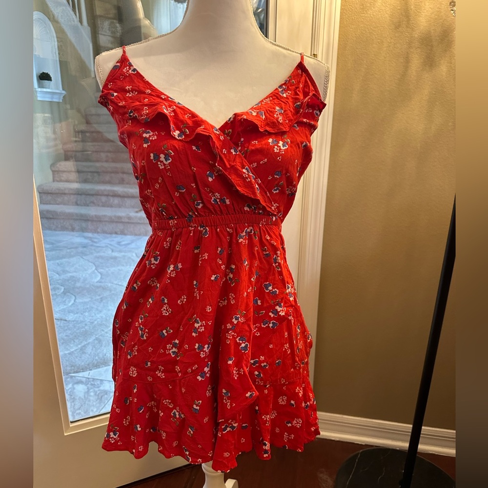 Express red floral dress